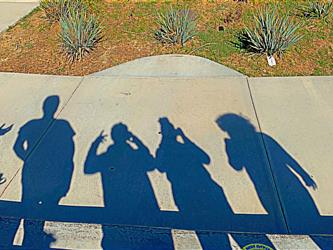 Four students taking picture of their shadow